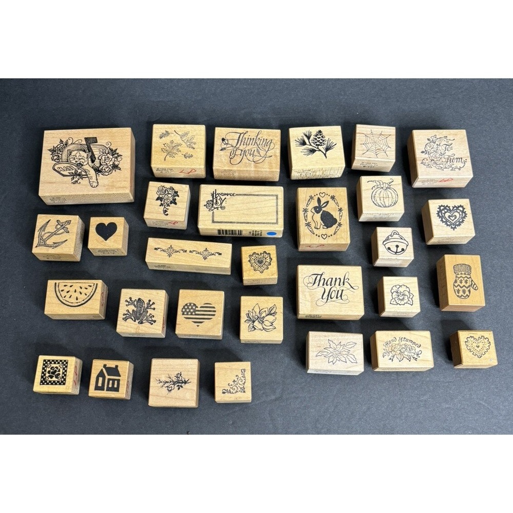 30 PSX Wood Mounted Rubber Stamps Flowers Animals Background Holiday